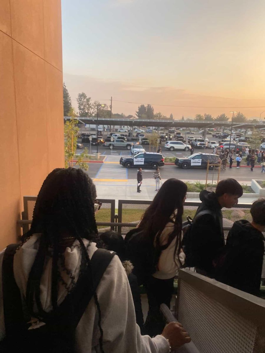 Students are finally allowed to exit after searches conclude.



